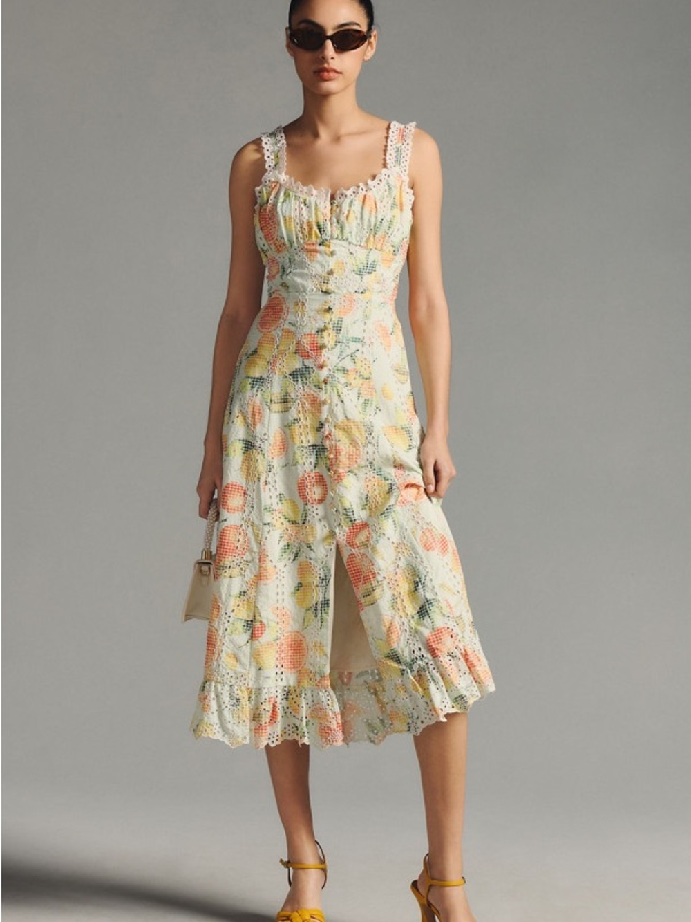 By Anthropologie Ruffled Eyelet Dress White XS NWT New With Tags